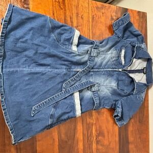 Bebe Women's Blue Denim Zip-Up Belted Knee Length Dress‎ Size 10